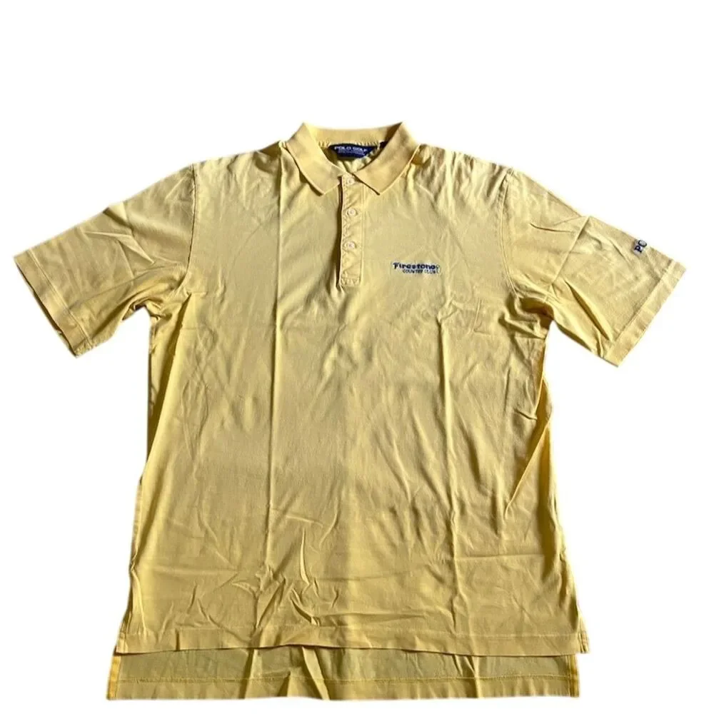 Polo Golf‎ Ralph Lauren Men's M Yellow Polo Shirt Firestone  country club Logo